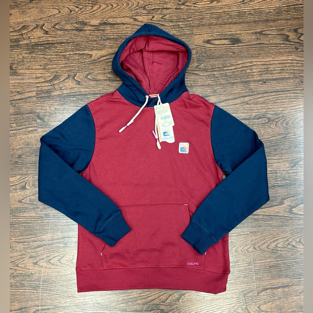 NEW! Laguna Men’s Long Sleeve Red & Navy Blue Pullover Hoodie - Size Small